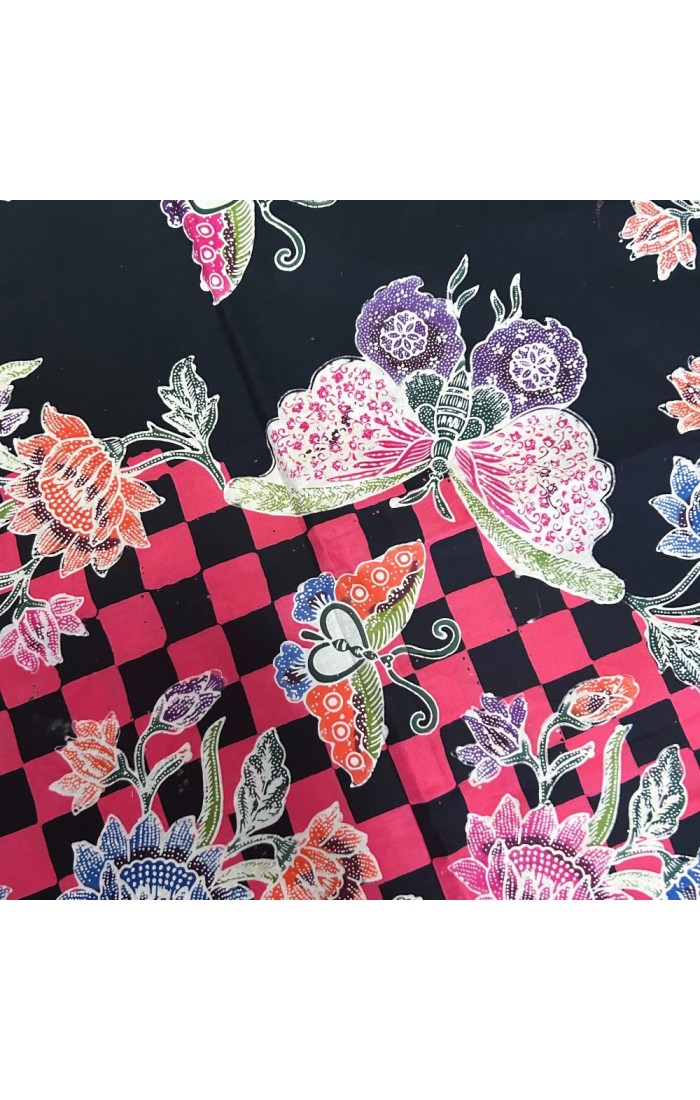 Flowers & Butterflies with Geometric Shapes - Black