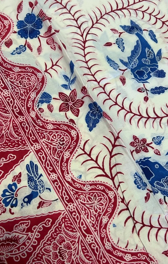 Koi with Butterflies - Red Blue