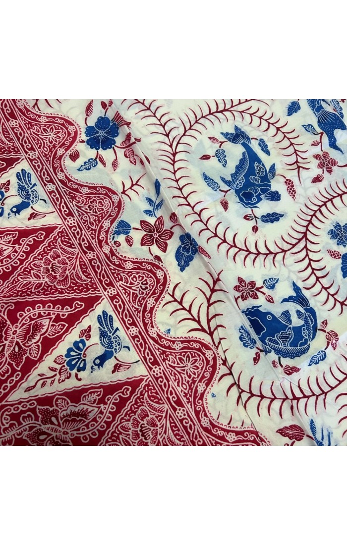 Koi with Butterflies - Red Blue