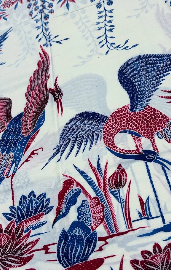 Storks by the Lake with flowers - Blue