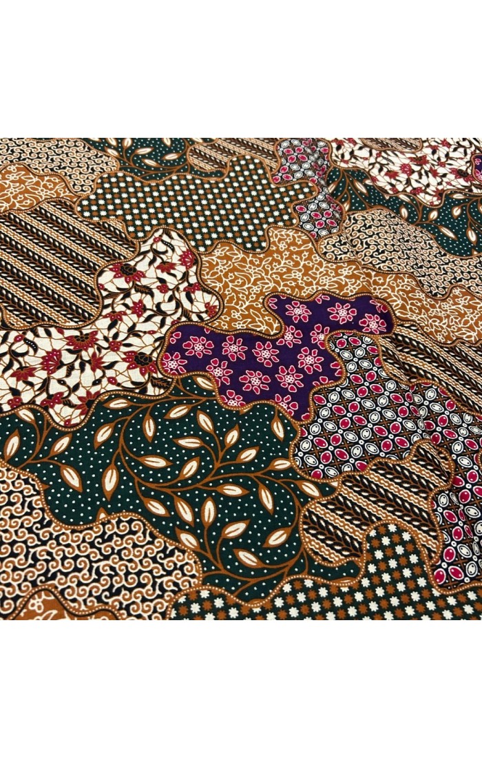 Floral & Traditional Patch Motif Batik - Green