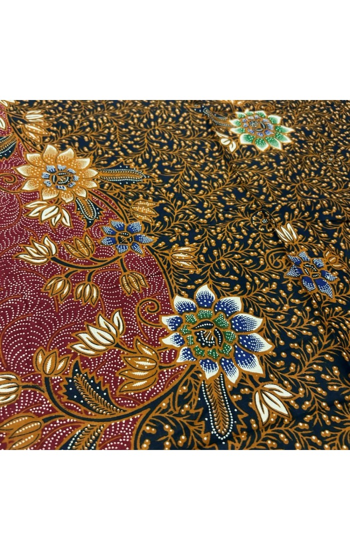 Traditional Flowers Motif Border - Red