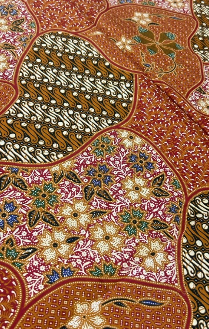 Traditional Padi Field Motif Batik - Red