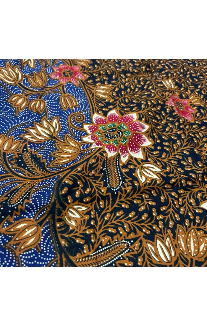 Traditional Flowers Motif Border - Blue